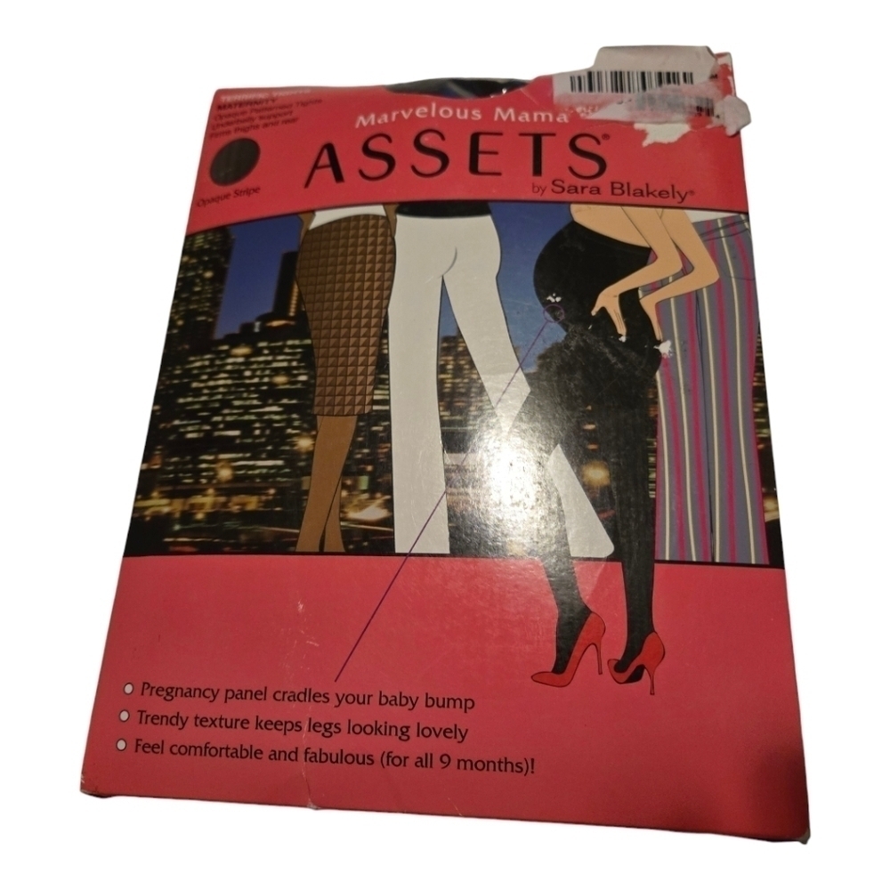 Spanx Assets Black Maternity Opaque Stripe Tights Marvelous Mama Size 1